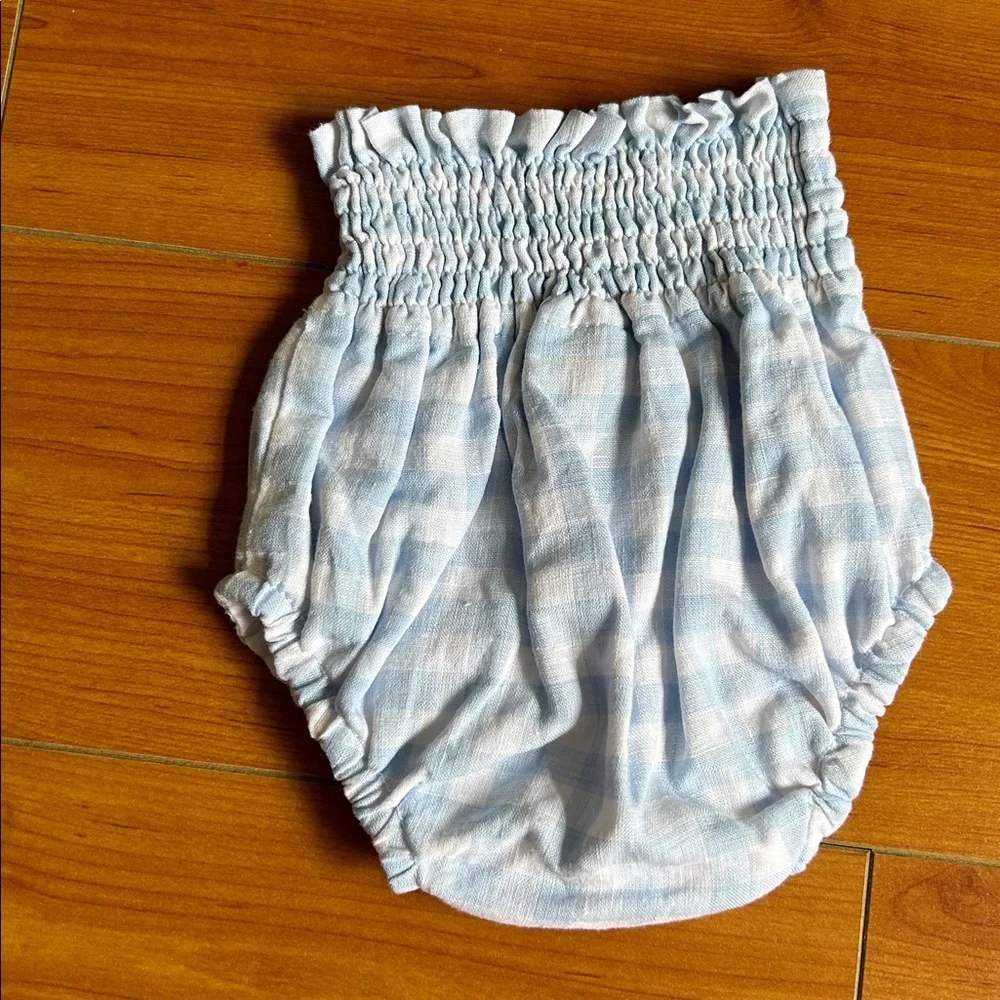Pepa London Knot Romper & Blue Check Bloomers Newborn